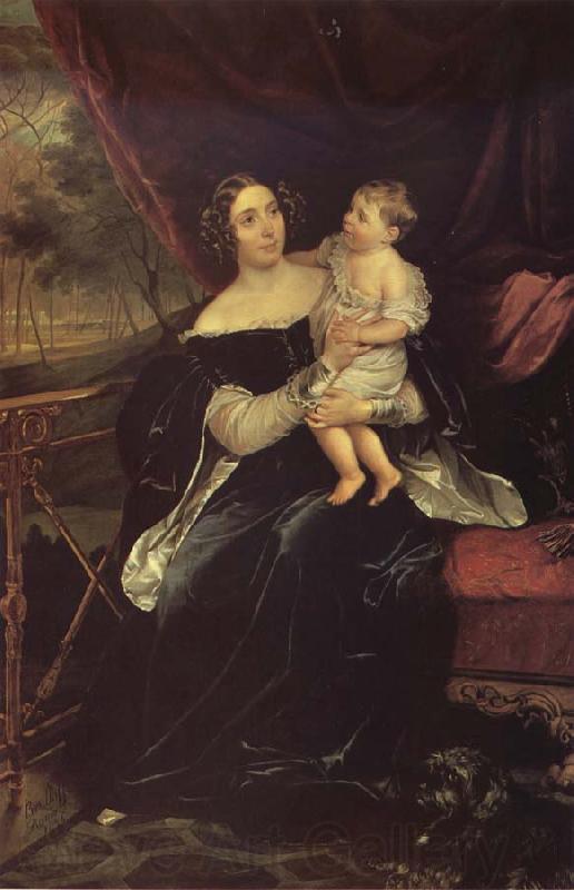 Karl Briullov Portrait of Olga davydova with Her Daughter Natalia Norge oil painting art